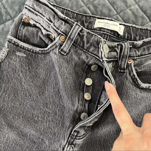 Abercrombie & Fitch Jeans Women Size 25 0 S The Dad High Rise Washed Black C - Picture 8 of 8